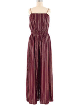 Lurex Striped Wine Jumpsuit Jumpsuit arcadeshops.com