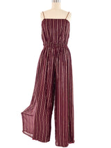 Lurex Striped Wine Jumpsuit Jumpsuit arcadeshops.com
