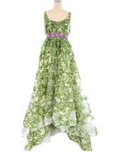 2008 Oscar de la Renta Palm Printed Paillette Gown Dress arcadeshops.com