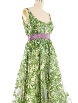 2008 Oscar de la Renta Palm Printed Paillette Gown Dress arcadeshops.com