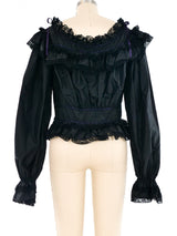 Silk Taffeta Off the Shoulder Ribbon Blouse Top arcadeshops.com