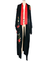 1930's Floral Embroidered Silk Robe Jacket arcadeshops.com