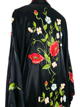 1930's Floral Embroidered Silk Robe Jacket arcadeshops.com