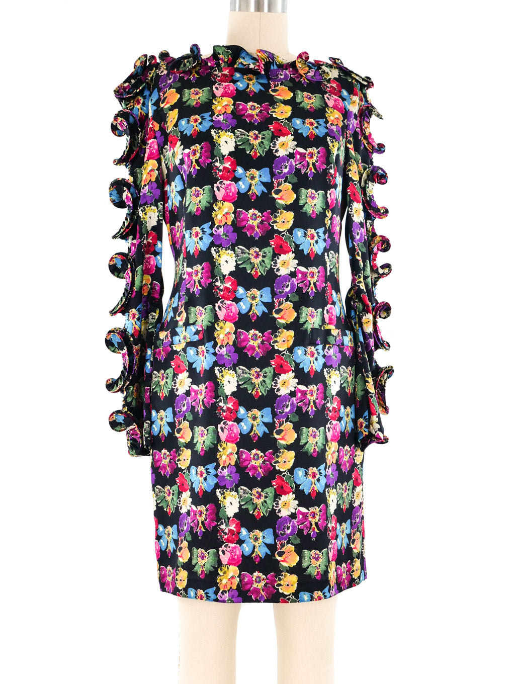 Arcade Louis Feraud Ruffled Floral Mini Dress