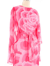 Hanae Mori Rose Printed Silk Caftan Dress arcadeshops.com