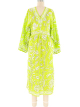 Emilio Pucci Palm Printed Chartreuse Caftan Dress arcadeshops.com