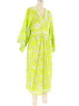 Emilio Pucci Palm Printed Chartreuse Caftan Dress arcadeshops.com