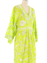 Emilio Pucci Palm Printed Chartreuse Caftan Dress arcadeshops.com
