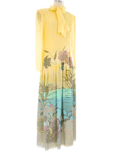 Hanae Mori Mixed Print Chiffon Maxi Dress Dress arcadeshops.com