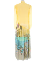 Hanae Mori Mixed Print Chiffon Maxi Dress Dress arcadeshops.com