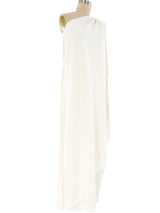 Halston IV Ivory One Shoulder Jersey Gown Dress arcadeshops.com