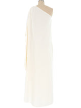 Halston IV Ivory One Shoulder Jersey Gown Dress arcadeshops.com