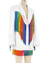 Rainbow Fringed Leather Jacket Jacket arcadeshops.com