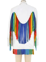 Rainbow Fringed Leather Jacket Jacket arcadeshops.com