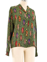 Emanuel Ungaro Paisley Silk Blouse Top arcadeshops.com