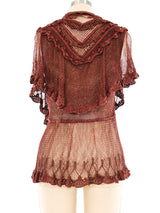 Chocolate Button Front Crochet Top Top arcadeshops.com