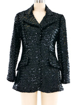 1970's Black Sequined Blazer Jacket arcadeshops.com