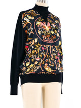 Hermes Printed Silk Panel Sweater Top arcadeshops.com