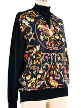 Hermes Printed Silk Panel Sweater Top arcadeshops.com