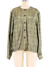 Chloe Metallic Lurex Checkered Blouse Top arcadeshops.com