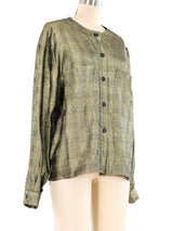 Chloe Metallic Lurex Checkered Blouse Top arcadeshops.com
