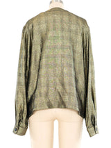 Chloe Metallic Lurex Checkered Blouse Top arcadeshops.com