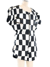 Patchwork Leather Romper Jumpsuit arcadeshops.com