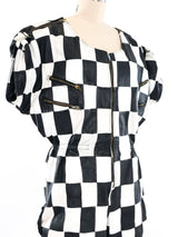 Patchwork Leather Romper Jumpsuit arcadeshops.com