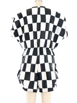Patchwork Leather Romper Jumpsuit arcadeshops.com