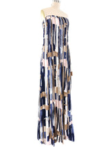 Oscar de la Renta Pleated Abstract Gown Dress arcadeshops.com