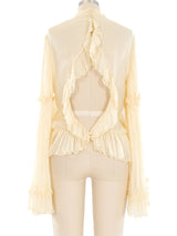 Oscar de la Renta Ruffled Lace Blouse Top arcadeshops.com