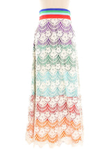 Lace Overlay Rainbow Maxi Skirt Bottom arcadeshops.com