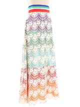 Lace Overlay Rainbow Maxi Skirt Bottom arcadeshops.com