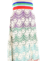 Lace Overlay Rainbow Maxi Skirt Bottom arcadeshops.com
