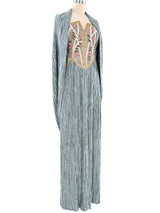 Mary McFadden Beaded Plisse Gown Dress arcadeshops.com