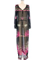 Floral Printed Chiffon Duster Jacket arcadeshops.com