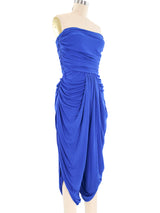 Vicky Tiel Cobalt Ruched Jersey Jumpsuit Jumpsuit arcadeshops.com