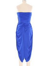 Vicky Tiel Cobalt Ruched Jersey Jumpsuit Jumpsuit arcadeshops.com
