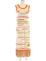 Suede Paneled Fringed Mesh Dress Dress arcadeshops.com