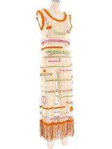 Suede Paneled Fringed Mesh Dress Dress arcadeshops.com