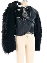 Unicorn Applique Cropped Leather Jacket Jacket arcadeshops.com