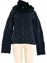 Issey Miyake Faux Fur Trimmed Egg Crate Jacket Jacket arcadeshops.com