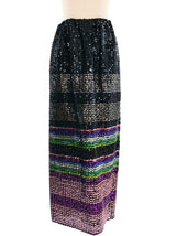 Sequin Striped Maxi Skirt Bottom arcadeshops.com