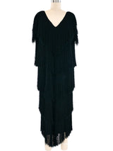 Black Yarn Fringe Midi Dress Dress arcadeshops.com