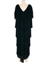 Black Yarn Fringe Midi Dress Dress arcadeshops.com
