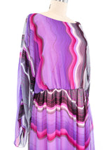Hanae Mori Stripe Printed Silk Maxi Dress Dress arcadeshops.com