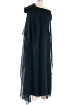 Galanos Floral Applique One Shoulder Gown Dress arcadeshops.com