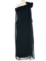 Galanos Floral Applique One Shoulder Gown Dress arcadeshops.com