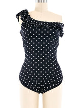 Bill Blass One Shoulder Polka Dot Swimsuit Top arcadeshops.com