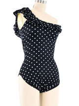 Bill Blass One Shoulder Polka Dot Swimsuit Top arcadeshops.com